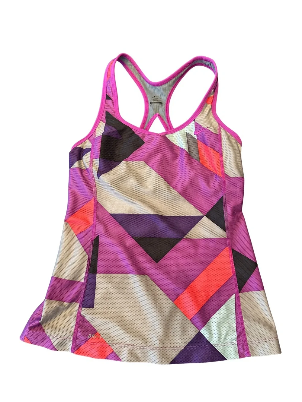Nike Purple Geo-Print Dri-Fit Racerback Running Tank with Built in Shelf Bra